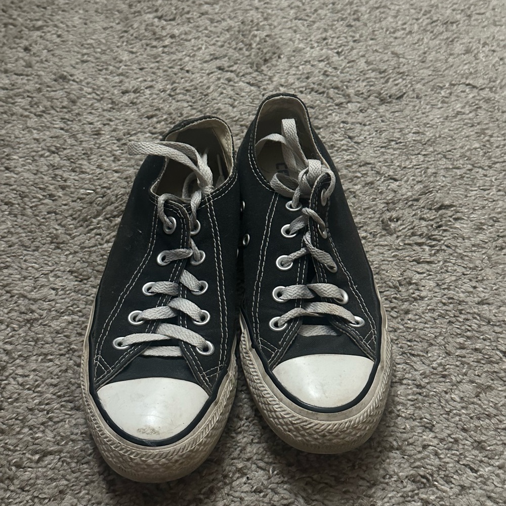 Converse Black and White Low-Top Canvas Sneakers for Women